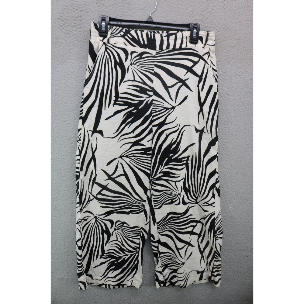 Rachael Zoe Linen Blend Wide Leg Pull-On Cropped Pants-Medium-Pockets